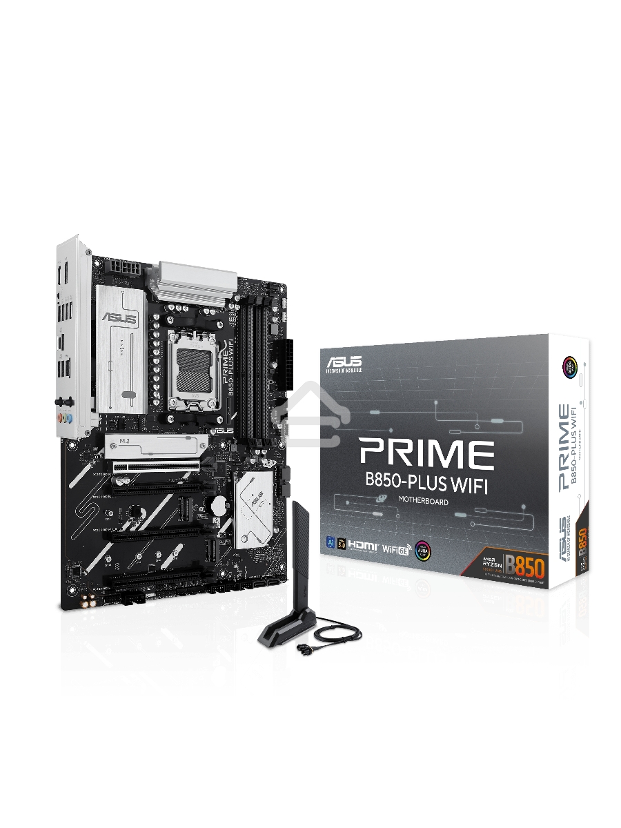 Материнская плата ASUS PRIME B850-PLUS WIFI, AM5, AMD B850, 4xDDR5, 4xSATA, 3xM.2, 1xPCIe 5.0 x16, 1xPCIe 4.0 x16, 2xPCIe 3.0 x1, 1xDP, 1xHDMI, 1x2.5Gb LAN, Wi-Fi 6E, Bluetooth 5.3, 4xUSB-A 10Gbps, 1xUSB-C 10Gbps, 2xUSB-A 5Gbps, 2xUSB-A 2.0, 3x3.5 мм, 7.1