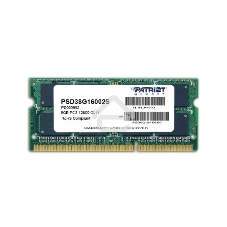 Оперативная память Patriot, DDR3, 8Gb (1x8 Gb), 1600 MHz, CL11, SO-DIMM