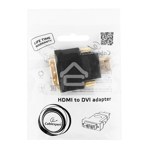 Адаптер (переходник) Gembird HDMI-DVI A-HDMI-DVI-1, 19M/19M, золотые разъемы, пакет