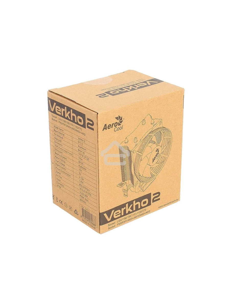 Кулер для процессора AeroCool / Formula Verkho 2 серебристый, 90 мм, алюминий/медь, 2000 об/мин, 25 дБ, 4 pin, 110 Вт, 125 мм