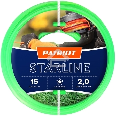 Леска для триммеров PATRIOT Starline D 2,0мм L 15мзвезда, зеленая 200-15-3 Арт.805201056