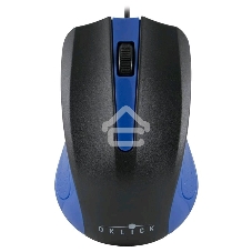 Мышь проводная Oklick 225M черный/синий, 1200 dpi, USB, кнопки - 3