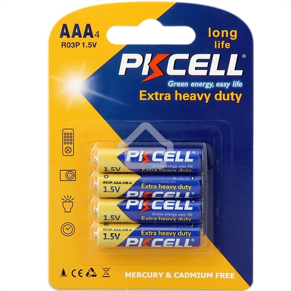 Солевой элемент питания PKCELL R03P-4B тип - AAА 4 шт в блистере