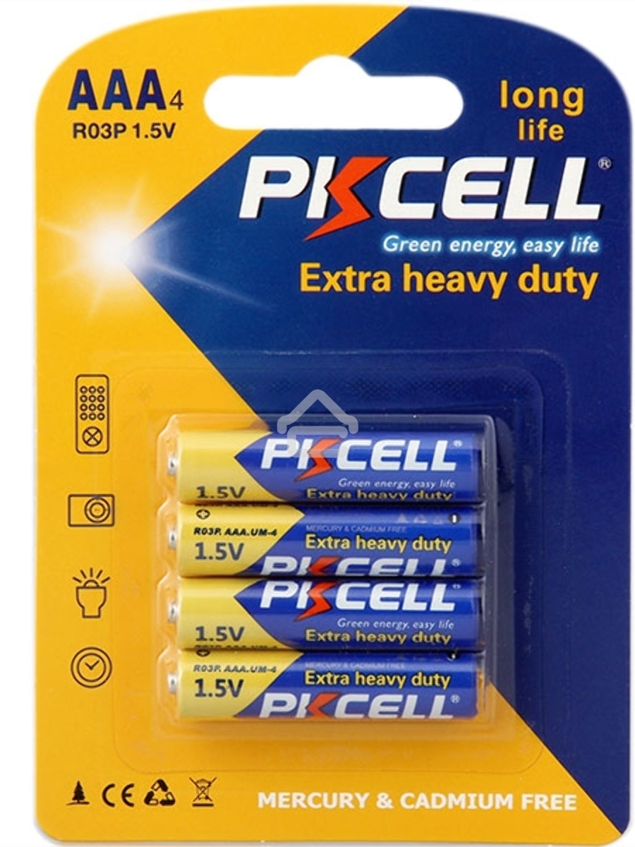 Солевой элемент питания PKCELL R03P-4B тип - AAА 4 шт в блистере