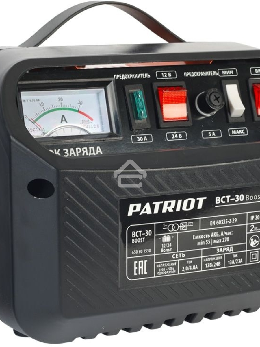 Устройство пуско-зарядное PATRIOT BCT-30 Boost 220В±15% 900Вт 12/24В зарядmax23А 55-270А/ч 7.3кг
