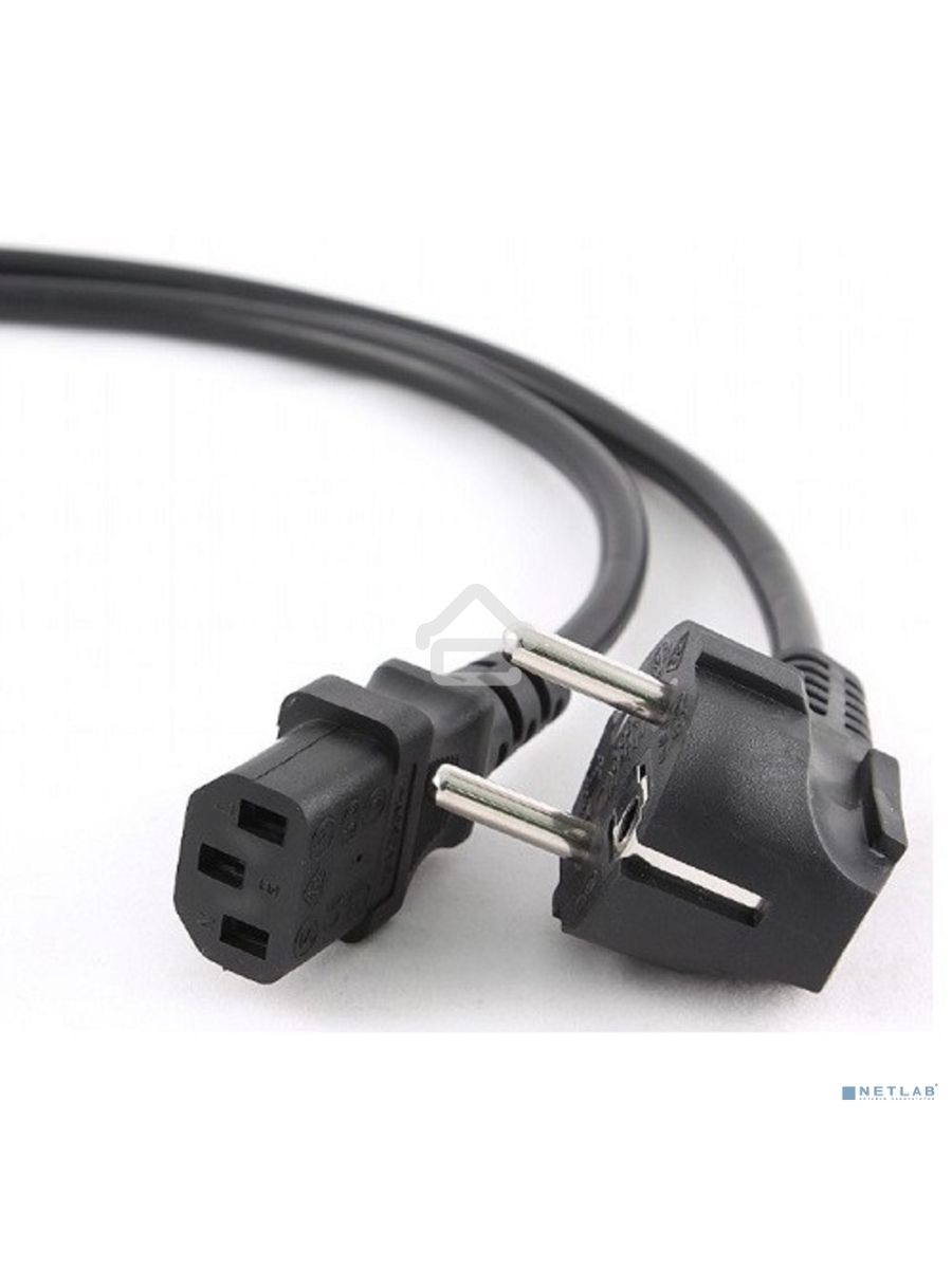 Кабель питания Cablexpert PC-186-1-1.8M, 1.8м, Schuko- C13, 3x1кв.мм, черный, с заземлением, пакет