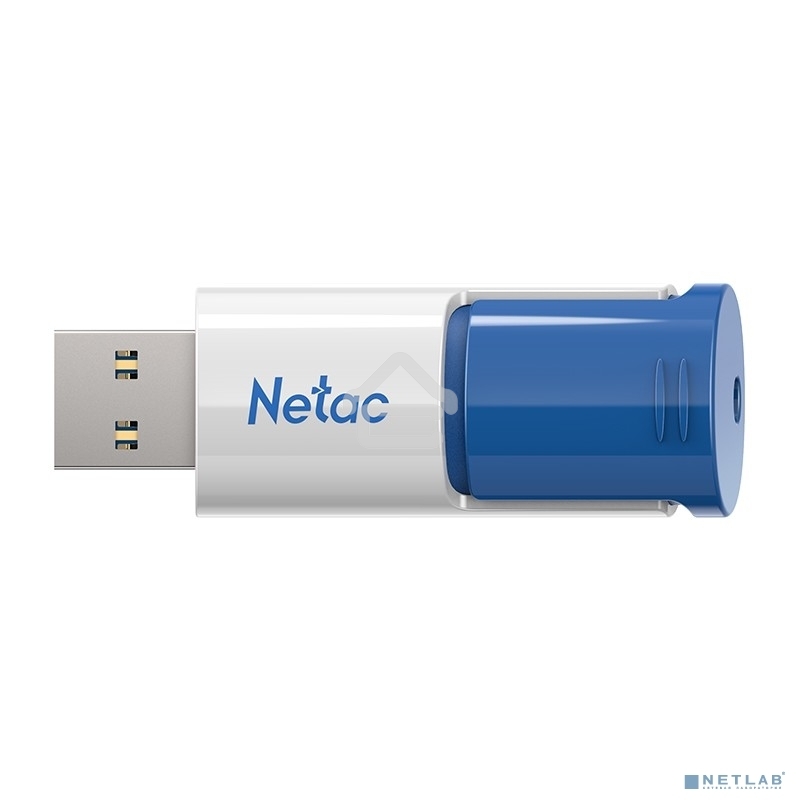 Флешка USB Netac U182 Blue 64Gb <NT03U182N-064G-30BL>, USB 3.0, сдвижной корпус, пластиковая бело-синяя