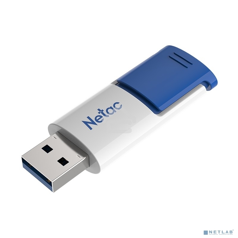 Флешка USB Netac U182 Blue 64Gb <NT03U182N-064G-30BL>, USB 3.0, сдвижной корпус, пластиковая бело-синяя