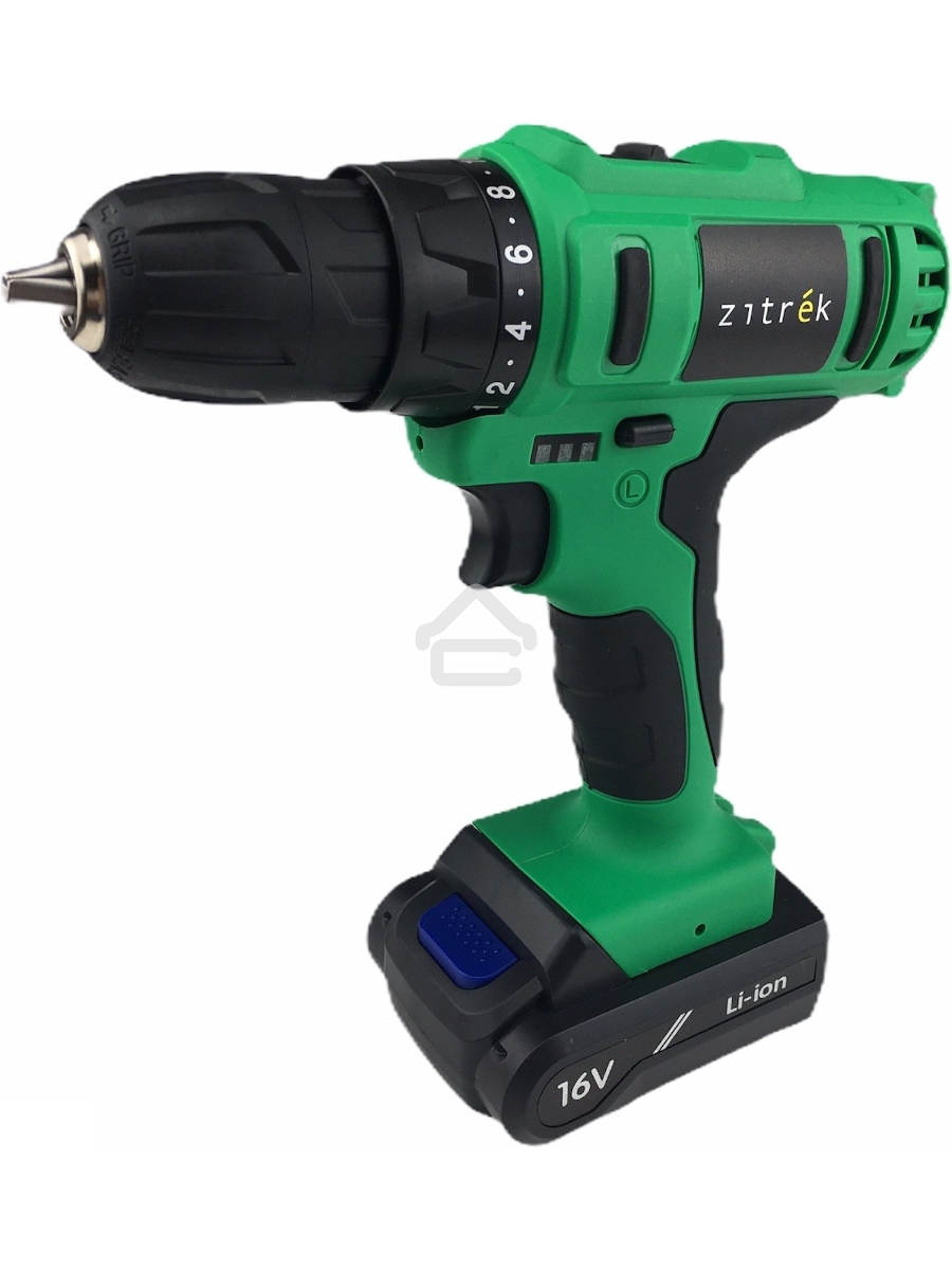 Дрель-шуруповерт Zitrek Greenpower 16-Li 063-4075, Аккумуляторная, 16В, 2 АКБ, Кейс