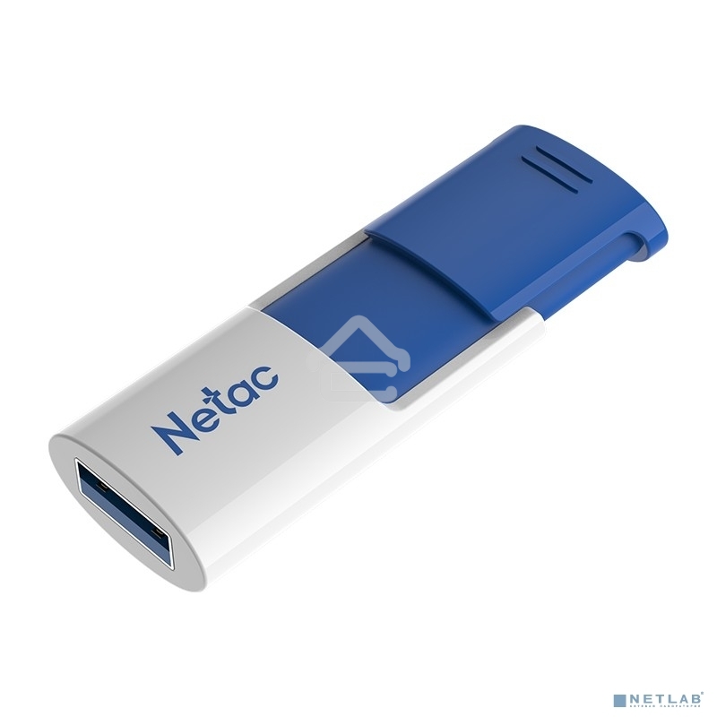Флешка USB Netac U182 Blue 64Gb <NT03U182N-064G-30BL>, USB 3.0, сдвижной корпус, пластиковая бело-синяя