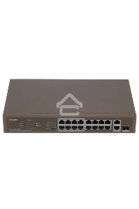 Коммутатор неуправляемый IP-COM F1118P-16-150W PoE, 18 портов, 18х100 Мбит/с, 2x1 Гбит/с, PoE 16х30 Вт (до 130Вт)