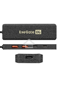 USB-Хаб (концентратор) 4-в-1 ExeGate DUB-2C2P/10G (кабель-адаптер USB 3.2 Gen2 Type C --> 2xUSB3.2 Gen2 Type-A (10G)/2xUSB3.2 Gen2 Type-C (10G), SuperSpeed+ USB 10Gbps, Plug&Play, черный)