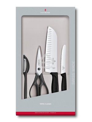 Набор ножей кухон. Victorinox Swiss Classic Kitchen (6.7133.4G) компл.:4шт черный подар.коробка