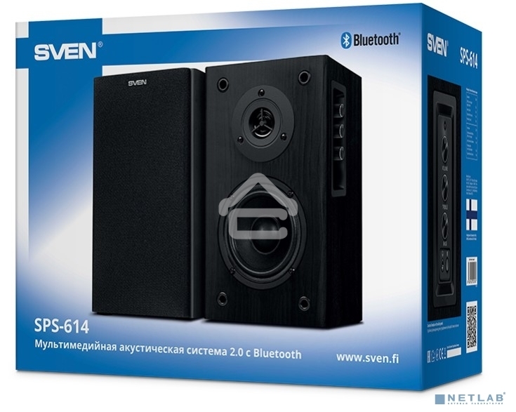 Колонки Sven SPS-614 2.0 (2x20W, Bluetooth, дерево, black)