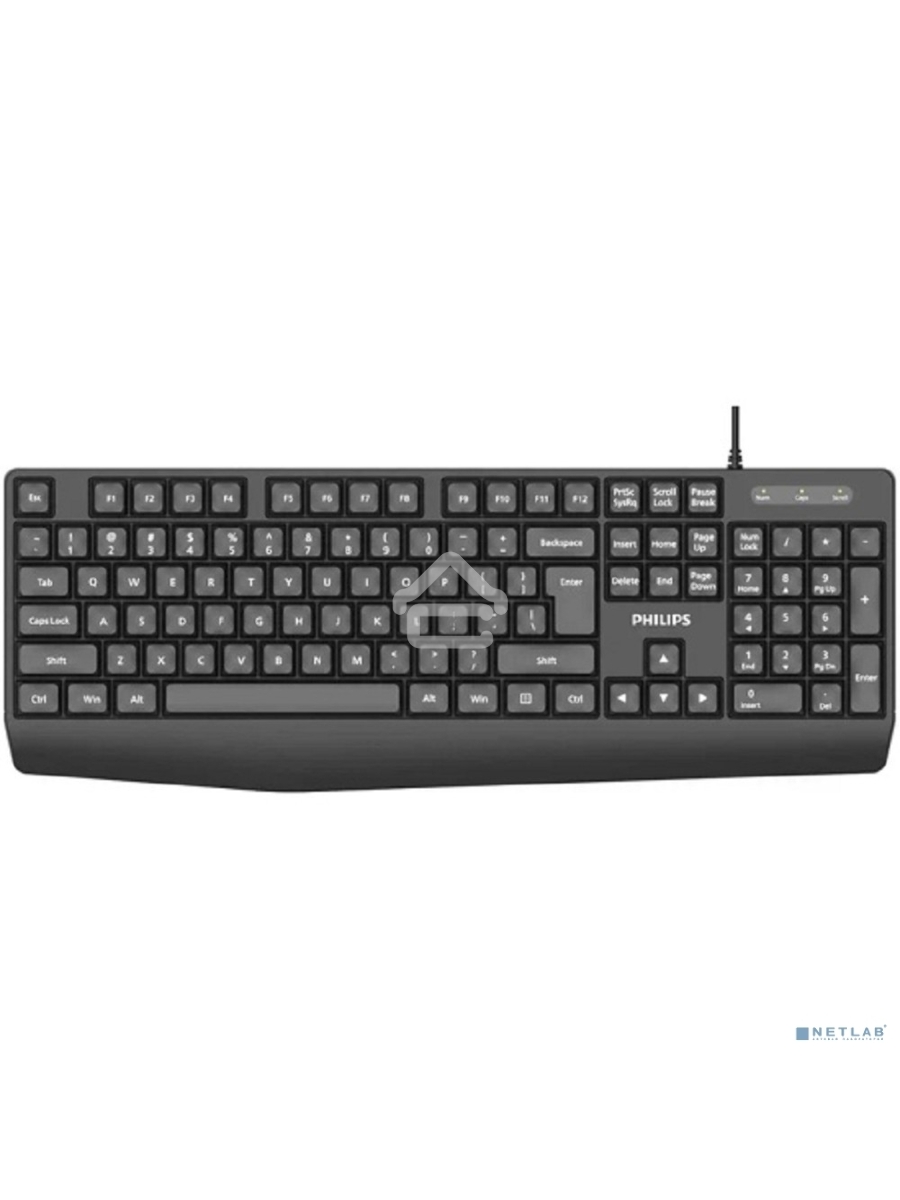 Проводная Клавиатура Philips SPK6237, USB 2.0 104 клав, высокие кн., русская заводская раскладка, чёрный