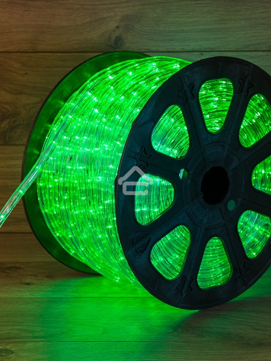 Дюралайт LED, свечение с динамикой (3W) - зеленый, 36 LED/м, бухта 100м