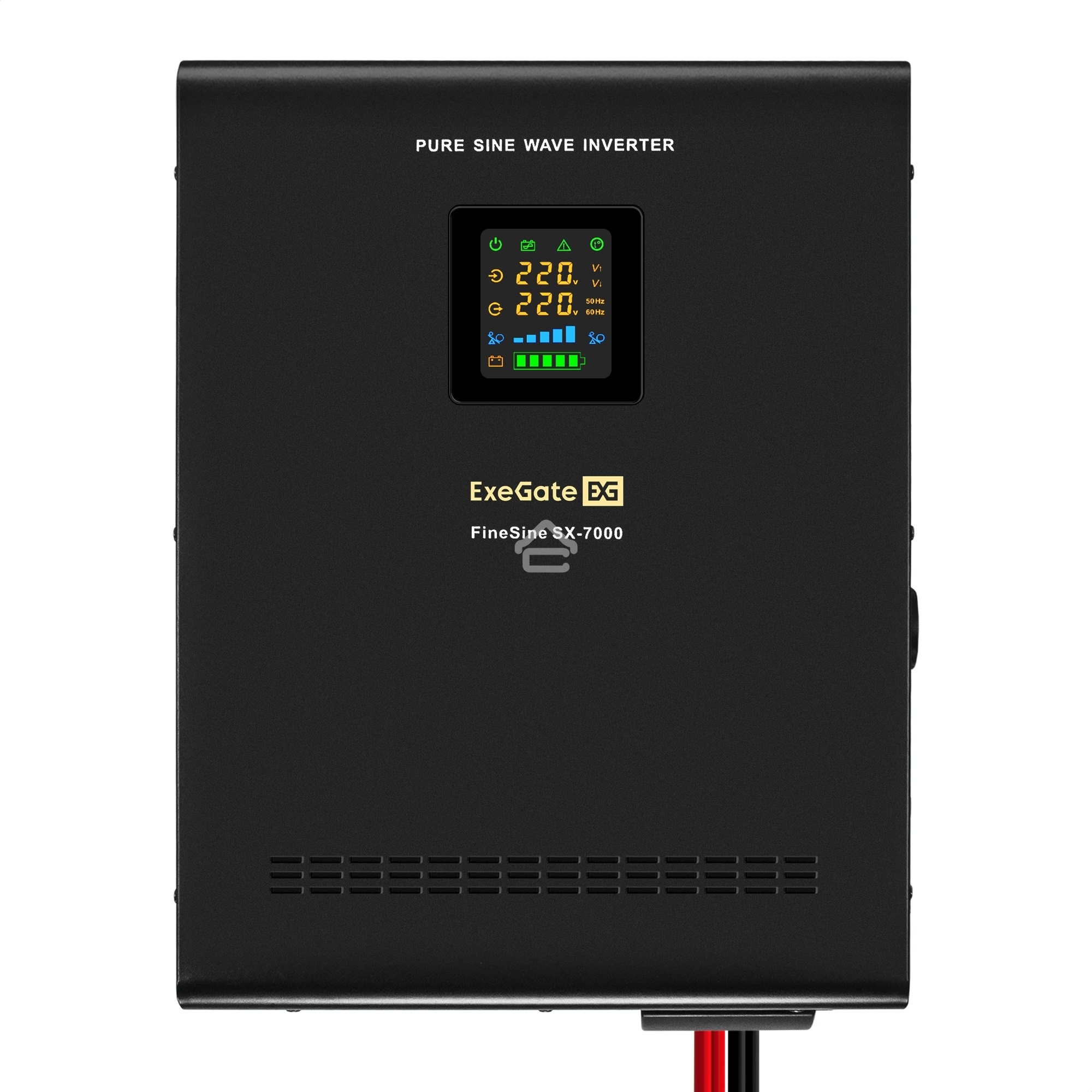 Комплект ИБП EX296005RUS + батарея 120Aч EX282988RUS 4шт (инвертор, синус, для котла, настенный) ExeGate FineSine SX-7000.LCD.AVR.2SH.T <7000VA/5000W, чистая синусоида, цветной LCD-дисплей, AVR, 2*Schuko+клеммы, линейно-интерактивный, крепление настенное,