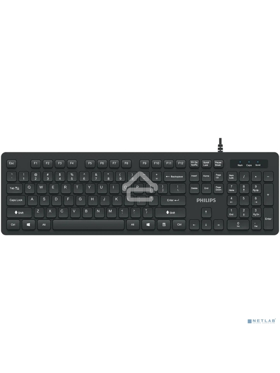 Проводная клавиатура Philips SPK6264, USB 2.0 104 клав, русская заводская раскладка, чёрный