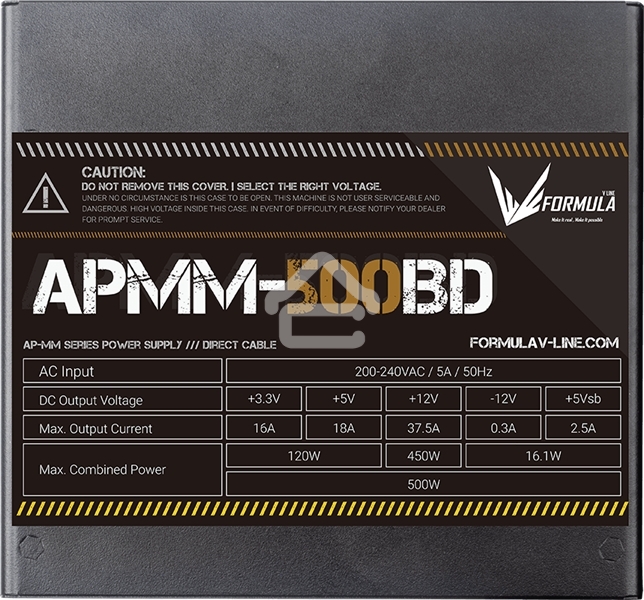 Блок питания Aerocool/Formula APMM-500BD, 500Вт, 80 PLUS Bronze, 120мм, черный