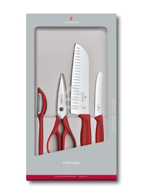 Набор ножей кухон. Victorinox Swiss Classic Kitchen (6.7131.4G) компл.:4шт красный подар.коробка