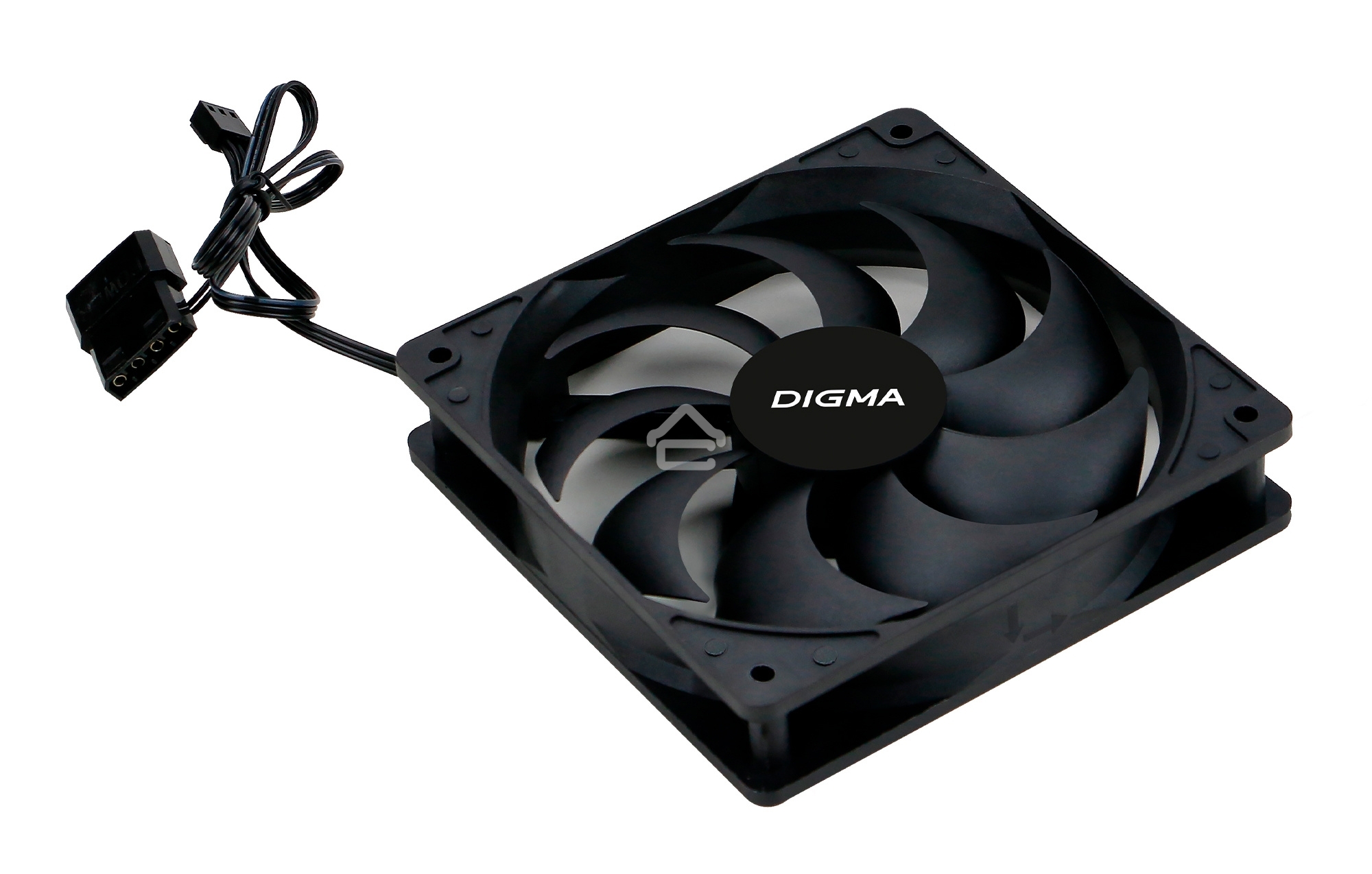 Вентилятор для корпуса Digma DFAN-120-9 черный, 120 мм, 1200 об/мин, 23 дБ, 4 pin