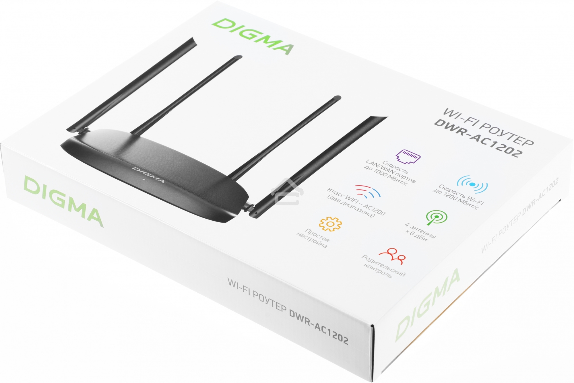 Роутер беспроводной Digma DWR-AC1202 AC1200 10/100/1000BASE-TX черный