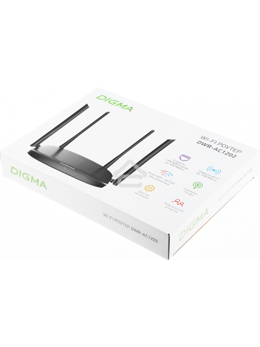Роутер беспроводной Digma DWR-AC1202 AC1200 10/100/1000BASE-TX черный