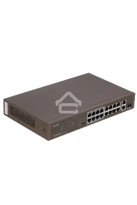 Коммутатор неуправляемый IP-COM F1118P-16-150W PoE, 18 портов, 18х100 Мбит/с, 2x1 Гбит/с, PoE 16х30 Вт (до 130Вт)