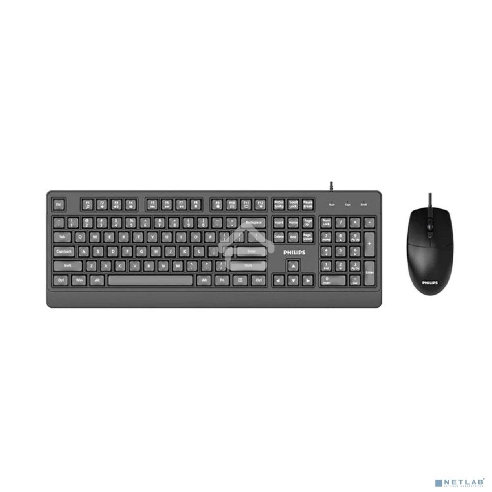 Проводной комплект Philips SPT6324, USB 2.0 104 клав/3 кнопки, 1200dpi, русская заводская раскладка, черный