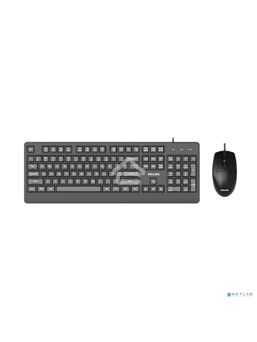 Проводной комплект Philips SPT6324, USB 2.0 104 клав/3 кнопки, 1600dpi, русская заводская раскладка, чёрный