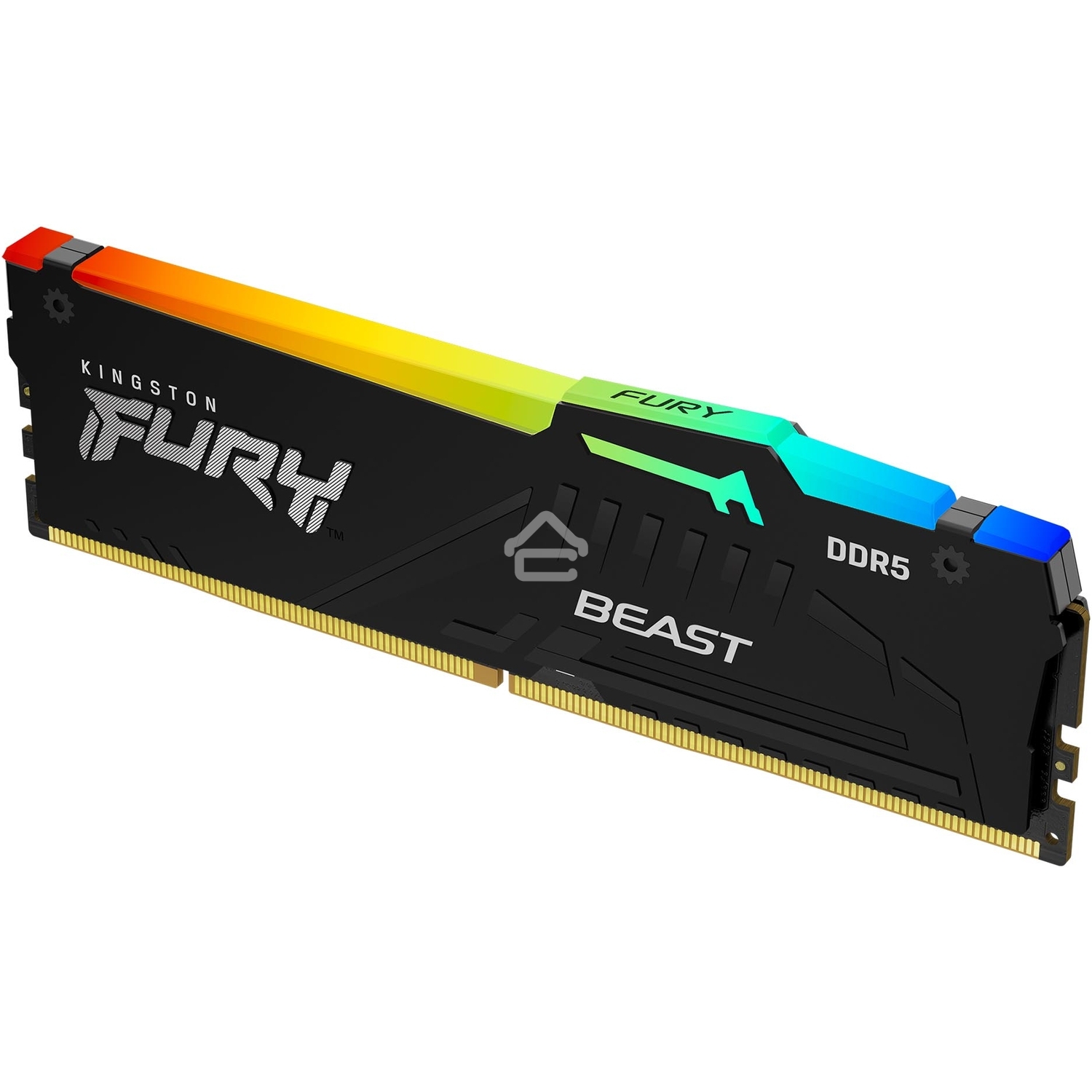 Оперативная память Kingston Fury Beast, DDR5, 32Gb (1x32Gb), 6000MHz, CL30, DIMM, с радиатором, RGb, черный