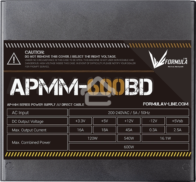 Блок питания Aerocool/Formula APMM-600BD, 600Вт, 80 PLUS Bronze, 120мм, черный