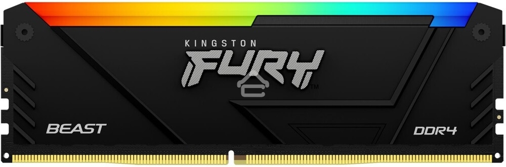 Оперативная память Kingston Fury Beast, DDR4, 32GB (2x16GB), 3600MHz, CL18, DIMM, с радиатором, RGB, черный