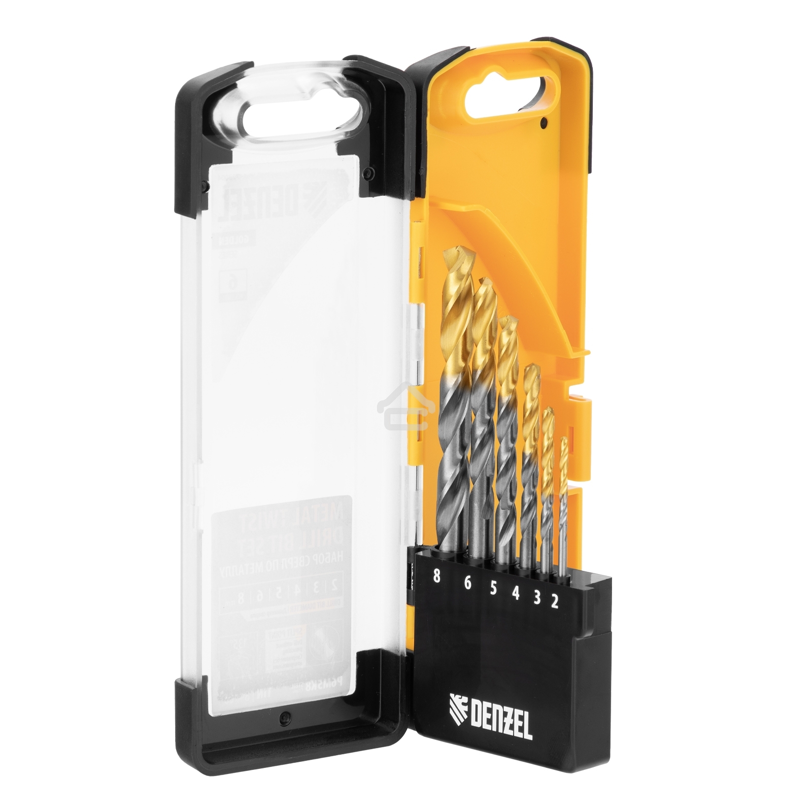 Набор сверл по металлу Denzel 2-8мм, Р6М5К8-TiN, Golden Tip, 6 шт 723004
