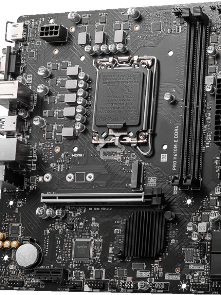 Материнская плата MSI PRO H610M-E DDR4, LGA 1700, Intel H610, 2xDDR4, 4xSATA, 1xM.2, 1xPCIe 4.0 x16, 1xPCIe 4.0 x1, 1xHDMI, 1xVGA, 1xRJ45 1Gb, 2xUSB-A 3.2 Gen 1, 4xUSB-A 2.0, 3x3.5мм, 7.1, mATX