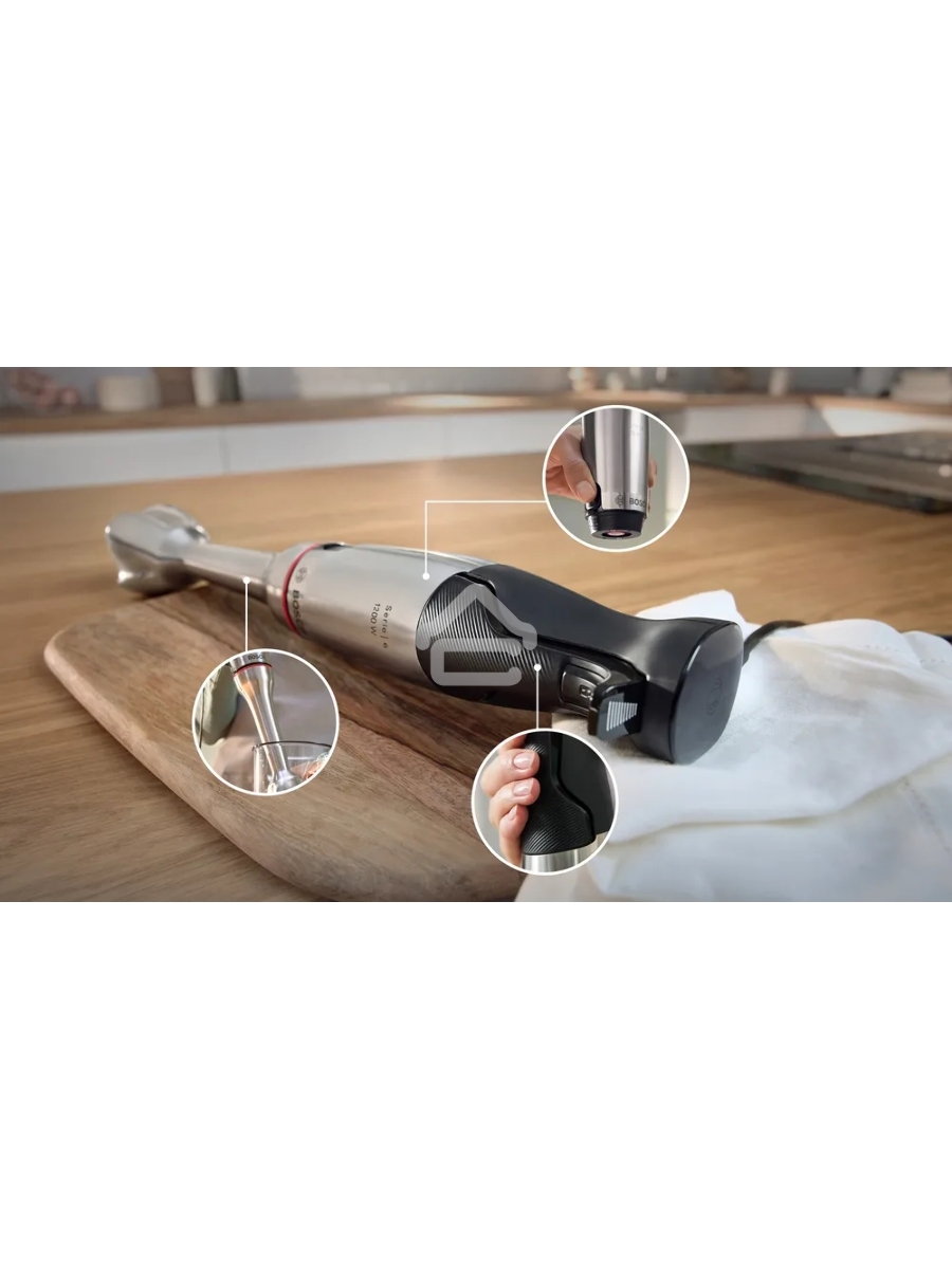 Блендер погружной Bosch MSM6M8X1, 1200Вт, нержавеющая сталь/черный