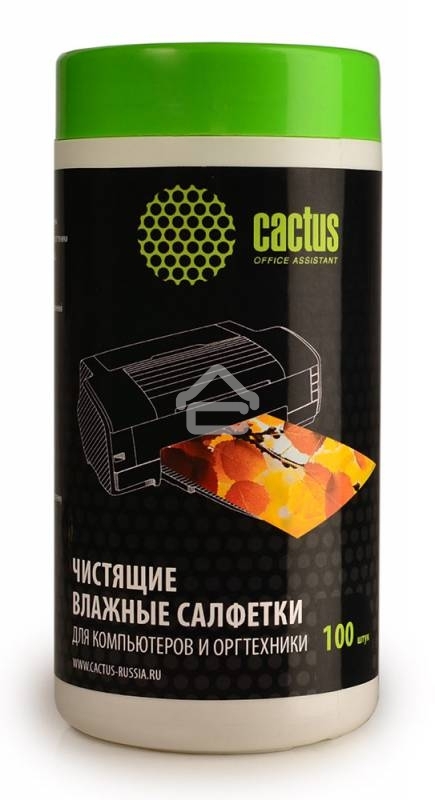 Салфетки Cactus CS-T1002 Туба с чистящими салфетками для компьютеров и оргтехники, 100 шт