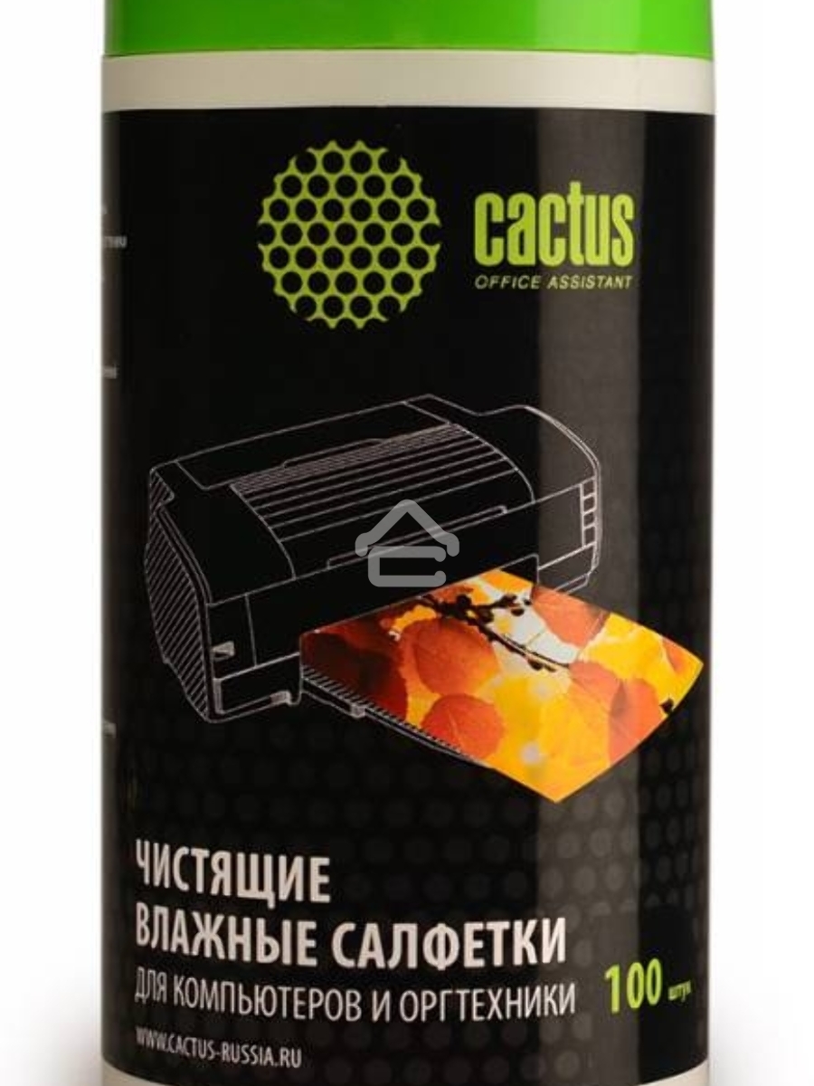 Салфетки Cactus CS-T1002 Туба с чистящими салфетками для компьютеров и оргтехники, 100 шт