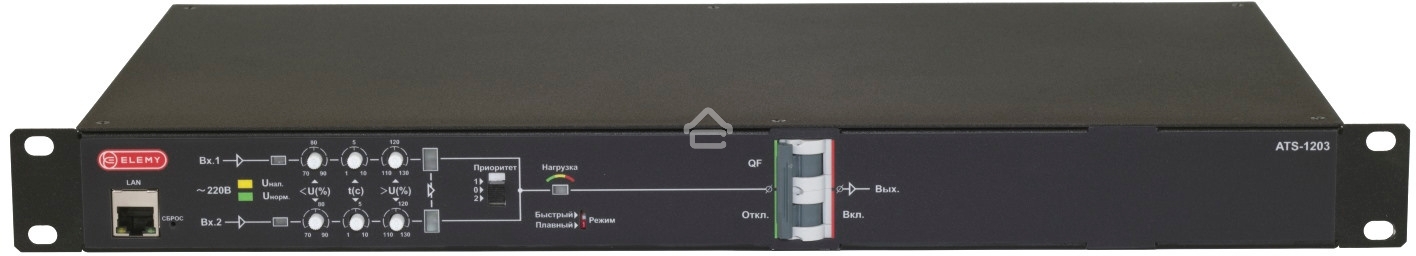Автоматический ввод резерва Elemy ATS-1203/16/S/E/DO, 1U, 220B, 16A, Ethernet, Digital Output, in (2) C20, out (1) C19 (6) C13