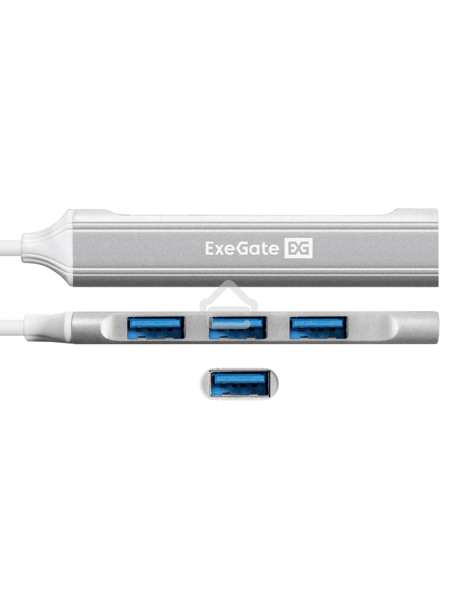USB-Хаб (концентратор) 4-в-1 ExeGate DUB-3213C (кабель-адаптер USB3.0 Type-C --> 3xUSB2.0, 1xUSB3.0, Plug&Play, черный)