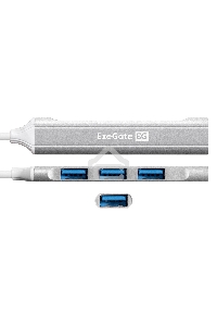 USB-Хаб (концентратор) 4-в-1 ExeGate DUB-3213C (кабель-адаптер USB3.0 Type-C --> 3xUSB2.0, 1xUSB3.0, Plug&Play, черный)