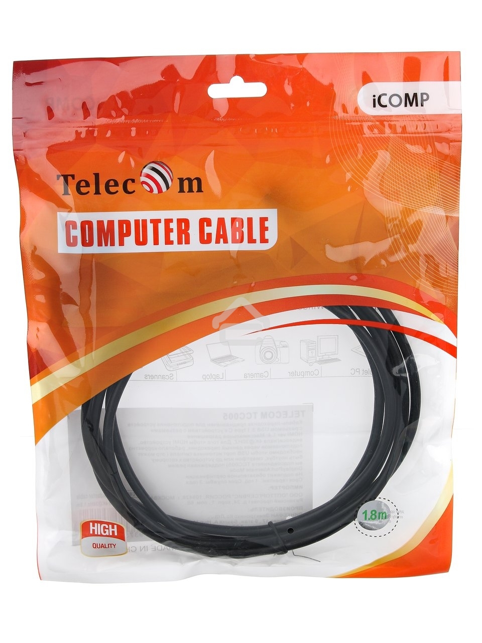 Кабель TelecomUSB3.1 Type-Cm --> HDMI A(m) 4K@30Hz, 1.8m TCC005-1.8M