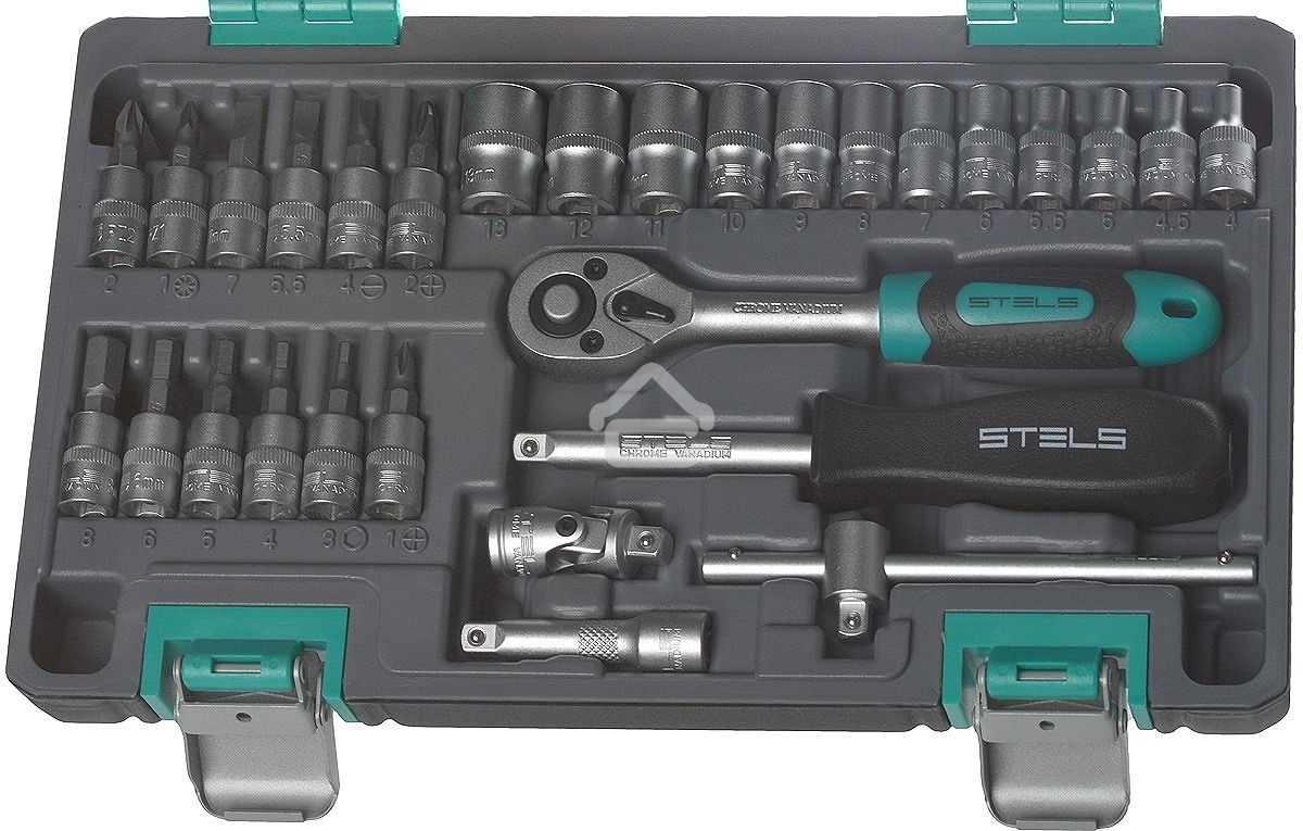 Набор инструментов STELS 141001/4'' CrV пластиковый кейс  29 предм.