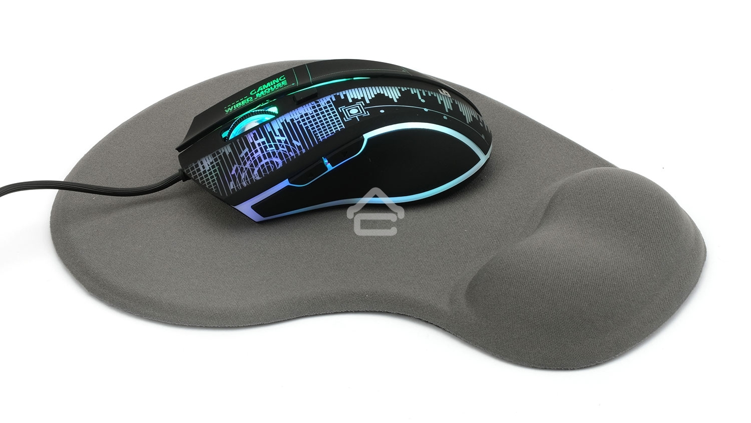 Коврик для мыши с подушкой под запястье Gembird MP-WR-GRAY, серый, 225х195х5мм, ткань/резина, блистер