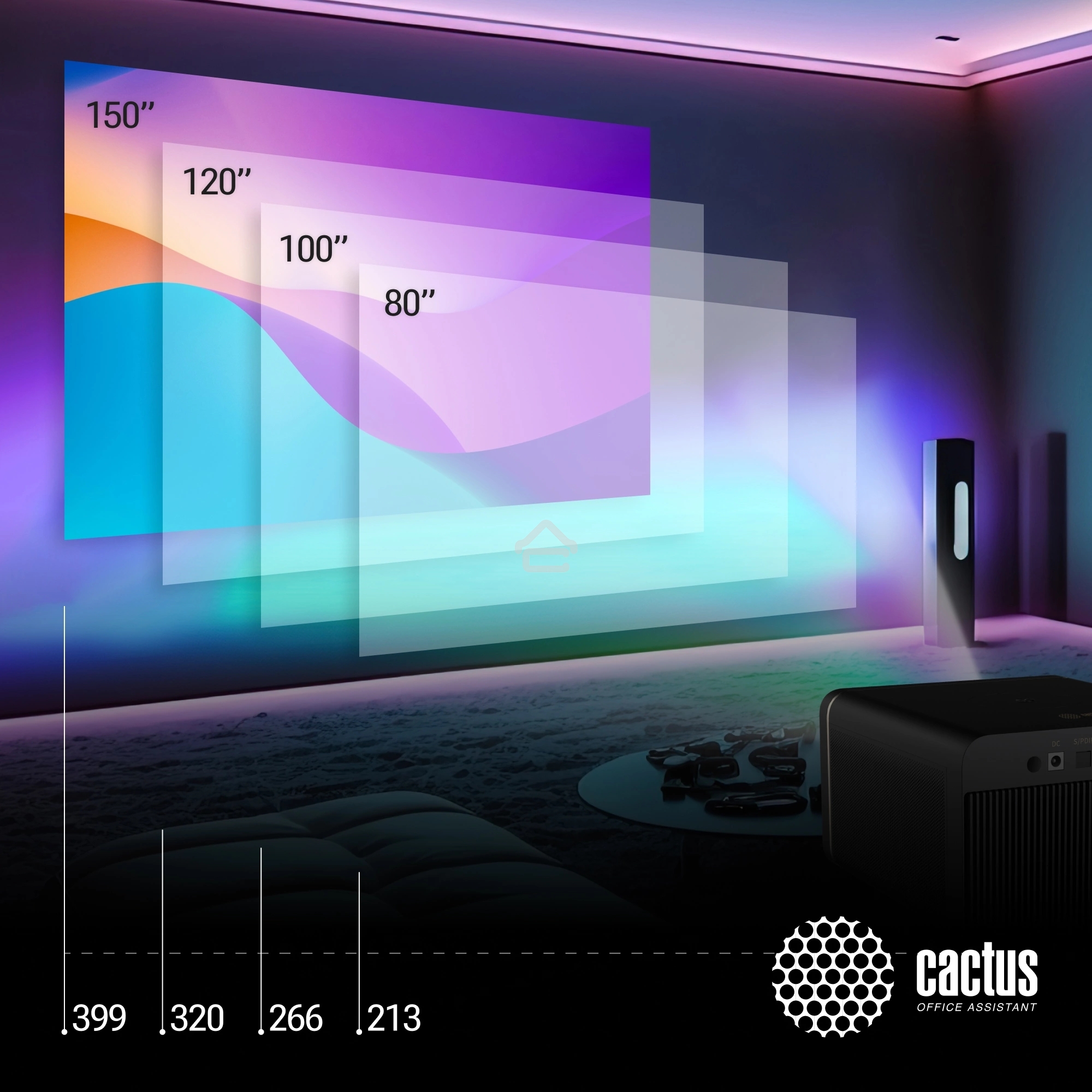 Проектор Cactus CS-H3.SG DLP 16800Lm (1920x1080) 200000:1 ресурс лампы:20000часов 1xUSB typeA 1xHDMI 3.1кг