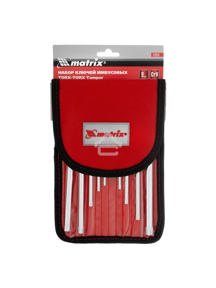 Набор ключей имбусовых TORX-TORX Tampered, 9 шт., T10-T50, CrV, удлиненные, сатин., чехол Matrix