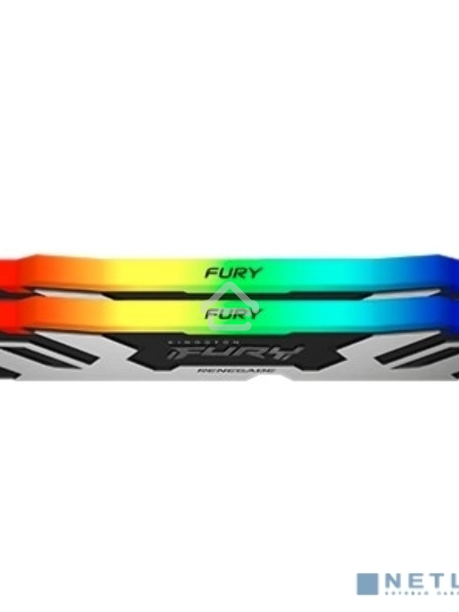 Оперативная память Kingston Fury Renegade, DDR5, 32GB (2x16GB), 6400MHz, CL32, DIMM, с радиатором, RGB, серебристый/черный