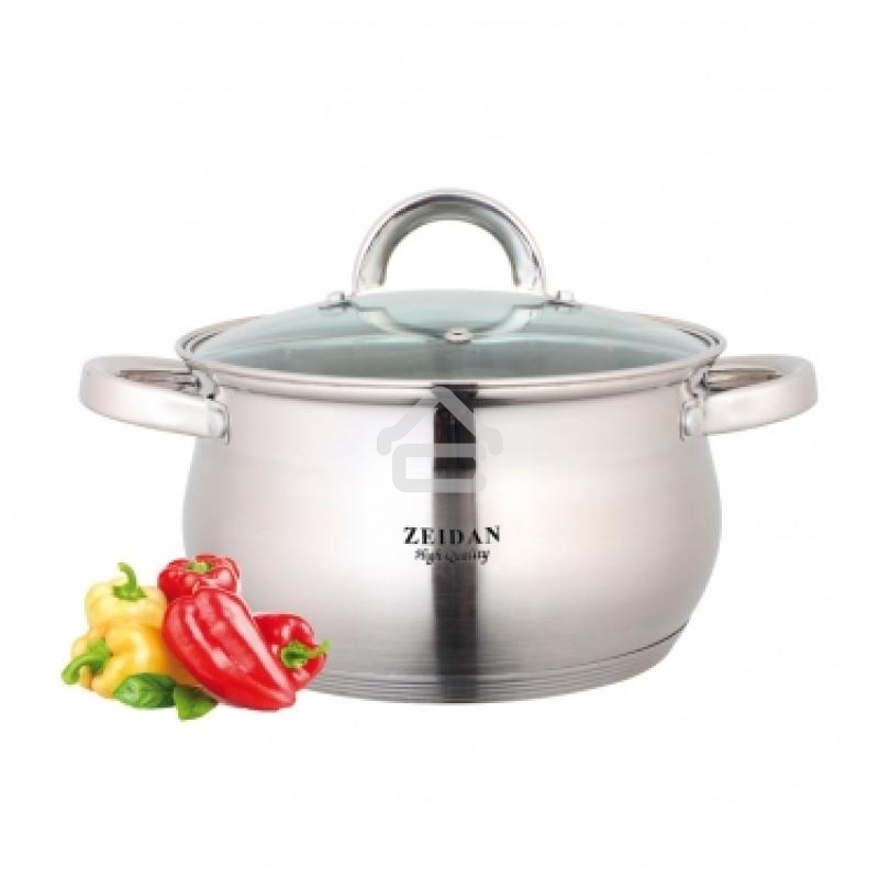 Кастрюля Zeidan Z-50240 со стеклянной крышкой, 5,1 л., Ø22х13.5 см, нерж.сталь