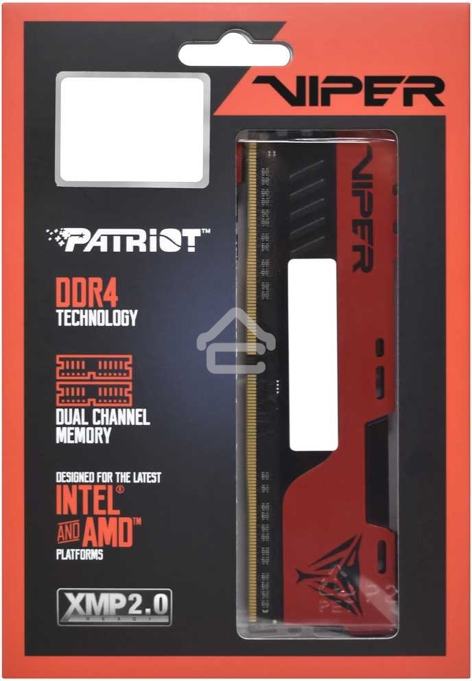 Оперативная память Patriot Viper Elite II, DDR4, 16Gb (2x8 Gb), 3200 MHz, CL18, DIMM, радиатор, красный, черный