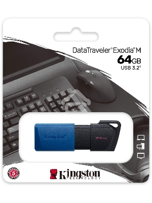 Флеш диск Kingston 64Gb DataTraveler Exodia M DTXM/64GB USB3.0 черный/синий